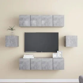 Set muebles de salón TV 6 pzas madera ingeniería gris hormigón de vidaXL, Muebles TV - Ref: Foro24-3079102, Precio: 165,48 €,...
