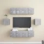 Set muebles de salón TV 6 pzas madera ingeniería gris hormigón by vidaXL, TV Furniture - Ref: Foro24-3079102, Price: 165,48 €...