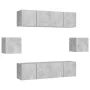 Set muebles de salón TV 6 pzas madera ingeniería gris hormigón by vidaXL, TV Furniture - Ref: Foro24-3079102, Price: 165,48 €...