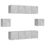 Set muebles de salón TV 6 pzas madera ingeniería gris hormigón de vidaXL, Muebles TV - Ref: Foro24-3079102, Precio: 157,18 €,...