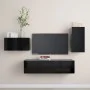 4-teiliges TV-Wohnzimmermöbelset aus schwarzem Holzwerkstoff von vidaXL, TV-Möbel - Ref: Foro24-3078782, Preis: 125,25 €, Rab...