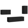 Set de muebles de salón TV 4 piezas madera de ingeniería negro de vidaXL, Muebles TV - Ref: Foro24-3078782, Precio: 126,75 €,...