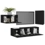 4-teiliges TV-Wohnzimmermöbelset aus schwarzem Holzwerkstoff von vidaXL, TV-Möbel - Ref: Foro24-3078782, Preis: 125,25 €, Rab...