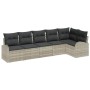 Conjunto de sofá de jardín con cojín 6 pcs Gris claro Poliratán