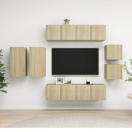 8-teiliges Wohnzimmermöbelset aus Sonoma-Eiche von vidaXL, TV-Möbel - Ref: Foro24-3079019, Preis: 231,88 €, Rabatt: %