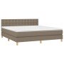 Cama box spring con colchón LED tela gris taupe 160x200 cm en Camas y somieres | Comprar online en Foro24