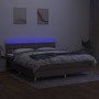 Cama box spring con colchón LED tela gris taupe 160x200 cm en Camas y somieres | Comprar online en Foro24