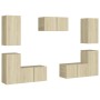 TV-Lounge-Möbel-Set 7-teilig Sonoma Eiche Holzwerkstoff von vidaXL, TV-Möbel - Ref: Foro24-3078986, Preis: 224,01 €, Rabatt: %
