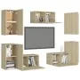 Set de muebles salón TV 7 pzas madera ingeniería roble Sonoma de vidaXL, Muebles TV - Ref: Foro24-3078986, Precio: 219,89 €, ...