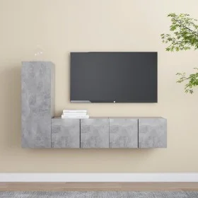 Set muebles de salón TV 3 pzas madera ingeniería gris hormigón de vidaXL, Muebles TV - Ref: Foro24-3079093, Precio: 110,98 €,...