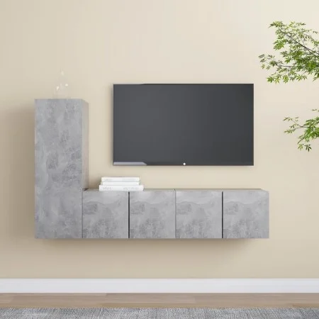TV living room furniture set, 3 pieces, engineered wood, gray concrete by vidaXL, TV Furniture - Ref: Foro24-3079093, Price: ...