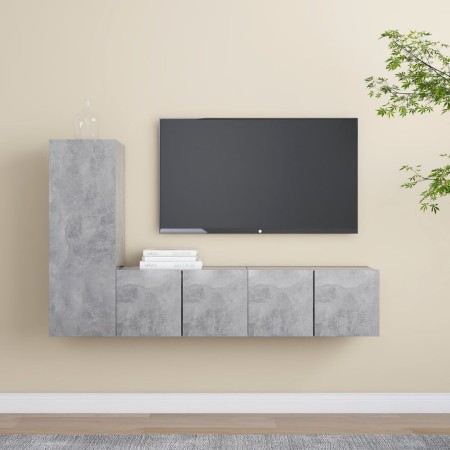 TV-Lounge-Möbel-Set 3-tlg. Holztechnik grau Beton von vidaXL, TV-Möbel - Ref: Foro24-3079093, Preis: 106,65 €, Rabatt: %