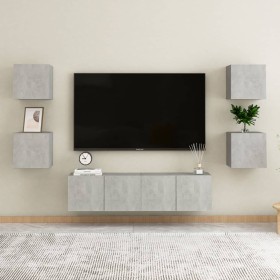 Wohnzimmermöbel-Set 6-teilig betongraues Holzwerkstoff von vidaXL, TV-Möbel - Ref: Foro24-3079080, Preis: 139,56 €, Rabatt: %