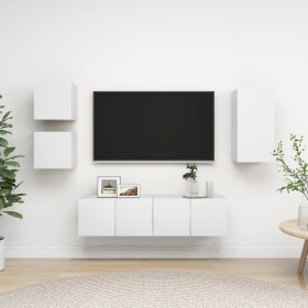 Set de muebles de salón TV 5 piezas madera de ingeniería blanco