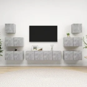 Set muebles de salón TV 8 pzas madera ingeniería gris hormigón de vidaXL, Muebles TV - Ref: Foro24-3079134, Precio: 197,93 €,...