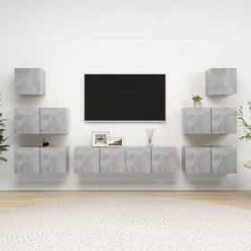 Set muebles de salón TV 8 pzas madera ingeniería gris hormigón de vidaXL, Muebles TV - Ref: Foro24-3079134, Precio: 201,55 €,...