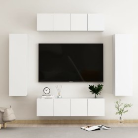 Set de muebles de salón TV 6 piezas madera de ingeniería blanco