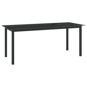 Mesa de jardín de aluminio y vidrio negro 190x90x74cm de vidaXL, Mesas de jardín - Ref: Foro24-312202, Precio: 169,56 €, Desc...