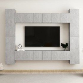 Set de muebles de salón 10 pzas madera ingeniería gris hormigón de vidaXL, Muebles TV - Ref: Foro24-3079072, Precio: 399,94 €...