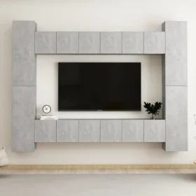 Wohnzimmermöbel Set 10 tlg. Holzwerkstoff grau Beton von vidaXL, TV-Möbel - Ref: Foro24-3079072, Preis: 394,07 €, Rabatt: %