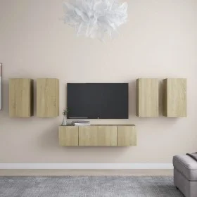 6-teiliges Wohnzimmermöbelset aus Sonoma-Eiche von vidaXL, TV-Möbel - Ref: Foro24-3078994, Preis: 200,61 €, Rabatt: %