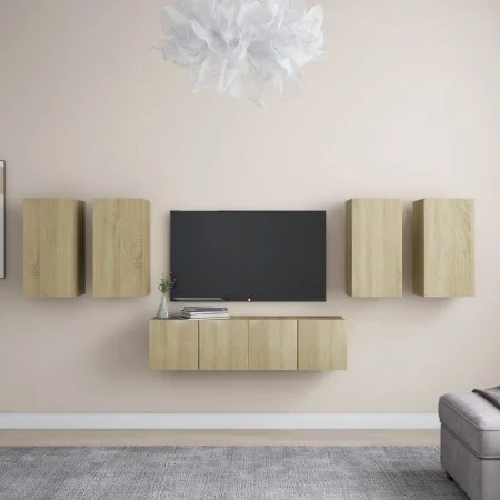 6-teiliges Wohnzimmermöbelset aus Sonoma-Eiche von vidaXL, TV-Möbel - Ref: Foro24-3078994, Preis: 200,61 €, Rabatt: %