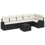 Conjunto de sofá de jardín con cojín 7 pcs Negro Poliratán