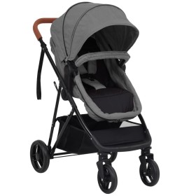 Kinderwagen 2-in-1 aus hellgrauem und schwarzem Stahl von vidaXL, Kinderwagen - Ref: Foro24-10335, Preis: 216,78 €, Rabatt: %