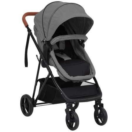 Kinderwagen 2-in-1 aus hellgrauem und schwarzem Stahl von vidaXL, Kinderwagen - Ref: Foro24-10335, Preis: 216,78 €, Rabatt: %