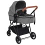 Kinderwagen 2-in-1 aus hellgrauem und schwarzem Stahl von vidaXL, Kinderwagen - Ref: Foro24-10335, Preis: 216,78 €, Rabatt: %
