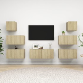 7-teiliges Wohnzimmermöbelset aus Sonoma-Eiche von vidaXL, TV-Möbel - Ref: Foro24-3079027, Preis: 208,59 €, Rabatt: %