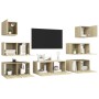 7-teiliges Wohnzimmermöbelset aus Sonoma-Eiche von vidaXL, TV-Möbel - Ref: Foro24-3079027, Preis: 208,59 €, Rabatt: %