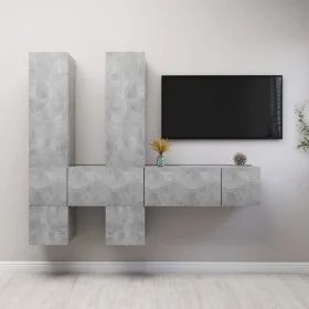 Set muebles de salón TV 7 pzas madera ingeniería gris hormigón de vidaXL, Muebles TV - Ref: Foro24-3079138, Precio: 214,80 €,...