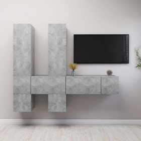 TV living room furniture set 7 pieces concrete gray engineered wood by vidaXL, TV Furniture - Ref: Foro24-3079138, Price: 218...