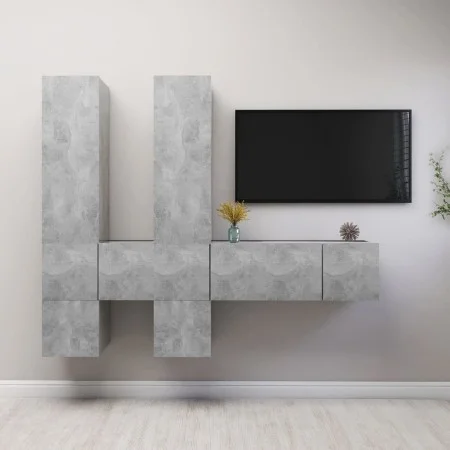 Set muebles de salón TV 7 pzas madera ingeniería gris hormigón de vidaXL, Muebles TV - Ref: Foro24-3079138, Precio: 214,80 €,...