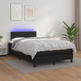 Cama box spring colchón y LED cuero sintético negro 120x200 cm en Camas y somieres | Comprar online en Foro24