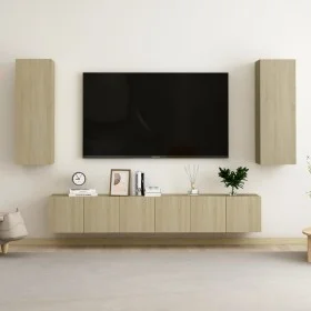 Wohnzimmer-TV-Möbelset 5-teilig aus Holzwerkstoff Sonoma-Eiche von vidaXL, TV-Möbel - Ref: Foro24-3078958, Preis: 174,63 €, R...