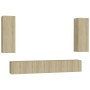 Wohnzimmer-TV-Möbelset 5-teilig aus Holzwerkstoff Sonoma-Eiche von vidaXL, TV-Möbel - Ref: Foro24-3078958, Preis: 173,61 €, R...