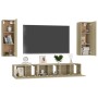 Wohnzimmer-TV-Möbelset 5-teilig aus Holzwerkstoff Sonoma-Eiche von vidaXL, TV-Möbel - Ref: Foro24-3078958, Preis: 173,61 €, R...