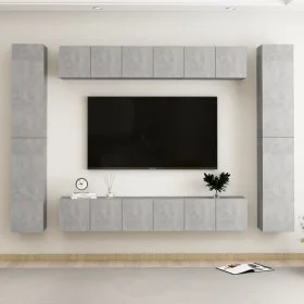 Set de muebles de salón 10 pzas madera ingeniería gris hormigón by vidaXL, TV Furniture - Ref: Foro24-3079085, Price: 394,07 ...