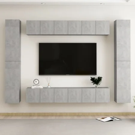 Set de muebles de salón 10 pzas madera ingeniería gris hormigón von vidaXL, TV-Möbel - Ref: Foro24-3079085, Preis: 394,07 €, ...
