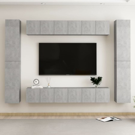 Set de muebles de salón 10 pzas madera ingeniería gris hormigón von vidaXL, TV-Möbel - Ref: Foro24-3079085, Preis: 399,94 €, ...