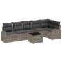 Conjunto de sofá de jardín con cojín 7 pcs Gris Poliratán