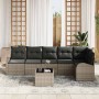 Conjunto de sofá de jardín con cojín 7 pcs Gris Poliratán