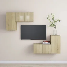 4-teiliges Wohnzimmermöbel-Set aus Sonoma-Eiche von vidaXL, TV-Möbel - Ref: Foro24-3079003, Preis: 132,91 €, Rabatt: %
