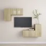 4-teiliges Wohnzimmermöbel-Set aus Sonoma-Eiche von vidaXL, TV-Möbel - Ref: Foro24-3079003, Preis: 132,91 €, Rabatt: %