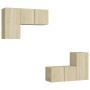 4-teiliges Wohnzimmermöbel-Set aus Sonoma-Eiche von vidaXL, TV-Möbel - Ref: Foro24-3079003, Preis: 132,06 €, Rabatt: %