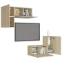 4-teiliges Wohnzimmermöbel-Set aus Sonoma-Eiche von vidaXL, TV-Möbel - Ref: Foro24-3079003, Preis: 132,91 €, Rabatt: %