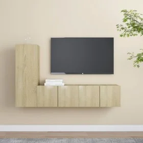 3-teiliges Wohnzimmermöbelset aus Sonoma-Eiche von vidaXL, TV-Möbel - Ref: Foro24-3078988, Preis: 109,55 €, Rabatt: %