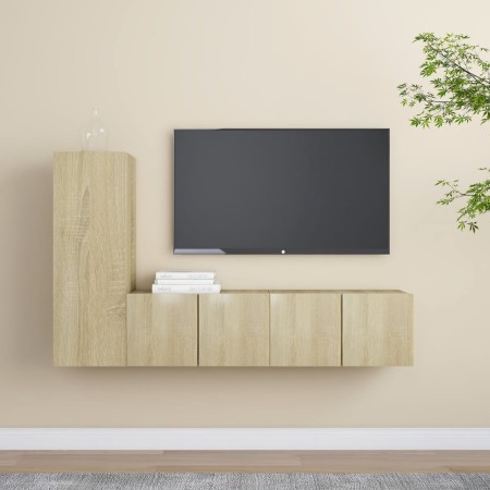 3-teiliges Wohnzimmermöbelset aus Sonoma-Eiche von vidaXL, TV-Möbel - Ref: Foro24-3078988, Preis: 108,48 €, Rabatt: %
